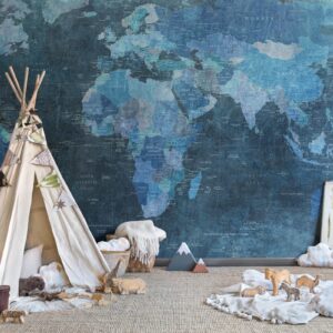 Fototapet World Map, blue