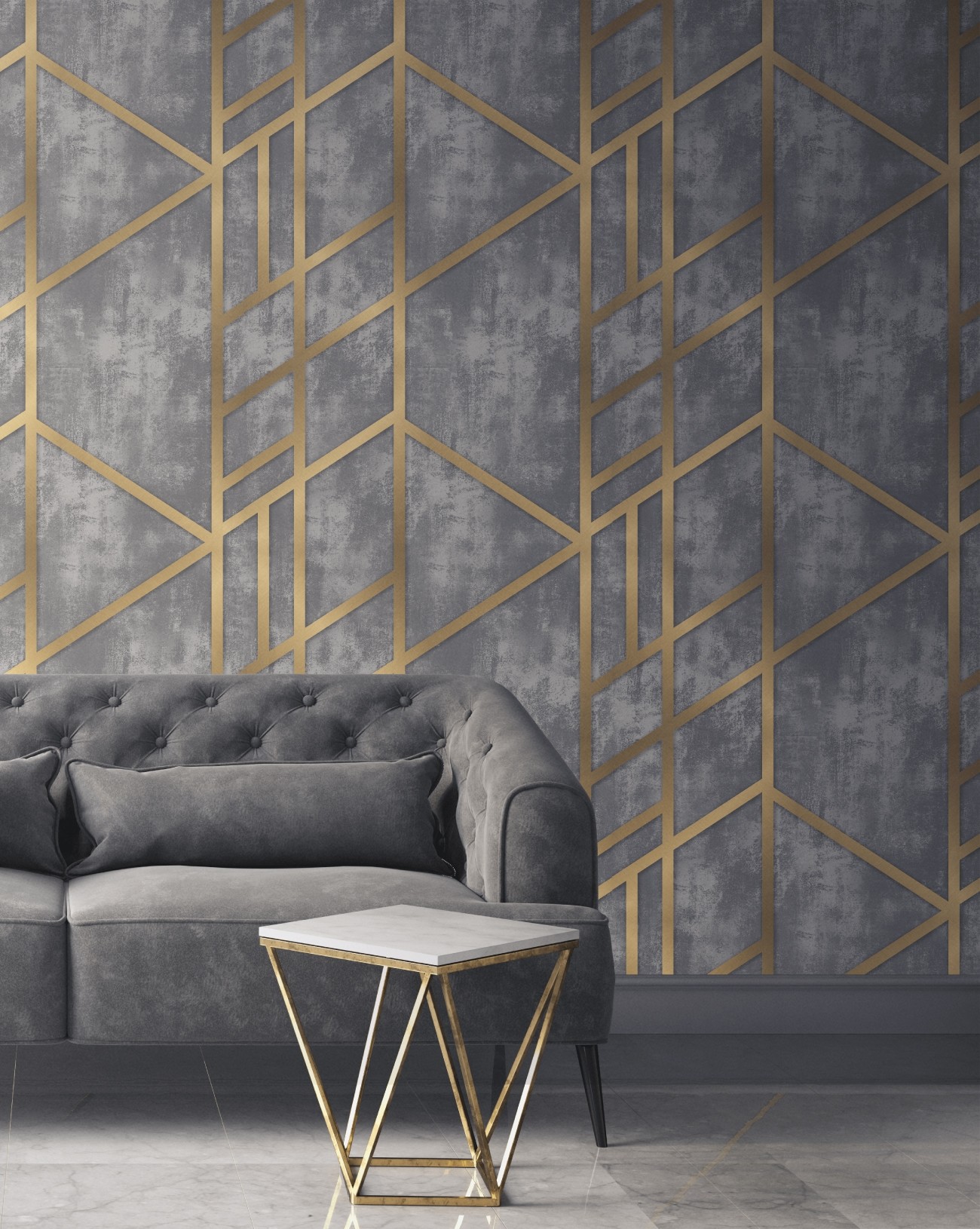 Fototapet la comanda Geometric Gold adaptat pe dimensiunea peretelui