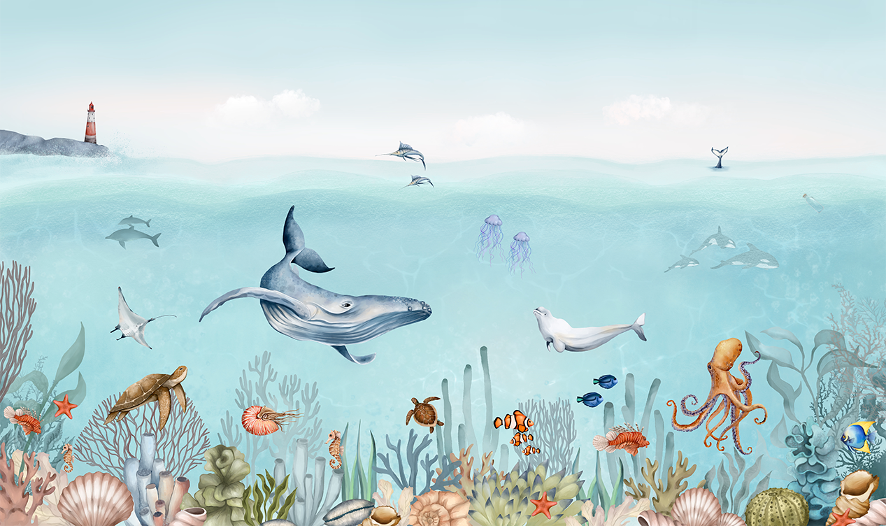 Model Ocean Animale Marine pentru camera copiilor