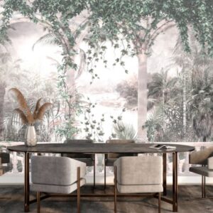 Fototapet personalizat fara imbinari Old Arches With Leaves cu design natural