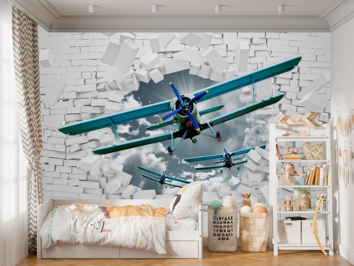 Fototapet personalizat fara imbinari Planes pentru camera copiilor
