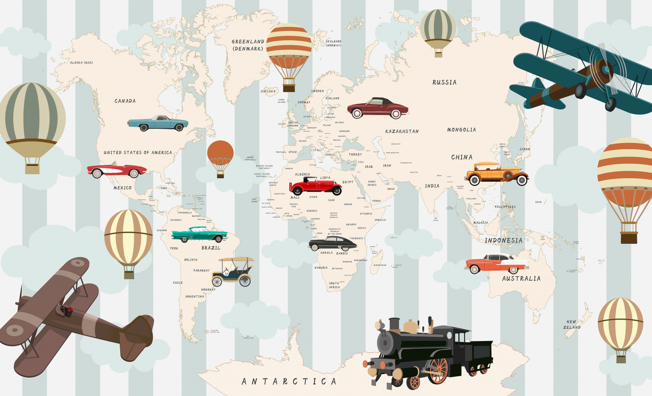 Detaliu model Playful World Map pentru fototapet personalizat